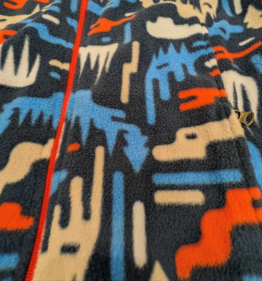 Boys Patterned Slopes Blue Zip Up Fleece Size XL
